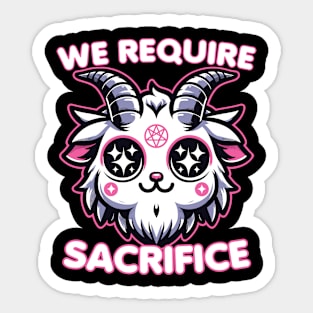 Cute Kawaii Style Baphomet We Require Sacrifice Baphomet Sticker